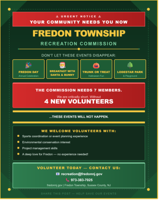 URGENT: Fredon Recreation Events Are at Risk — We Need YOU