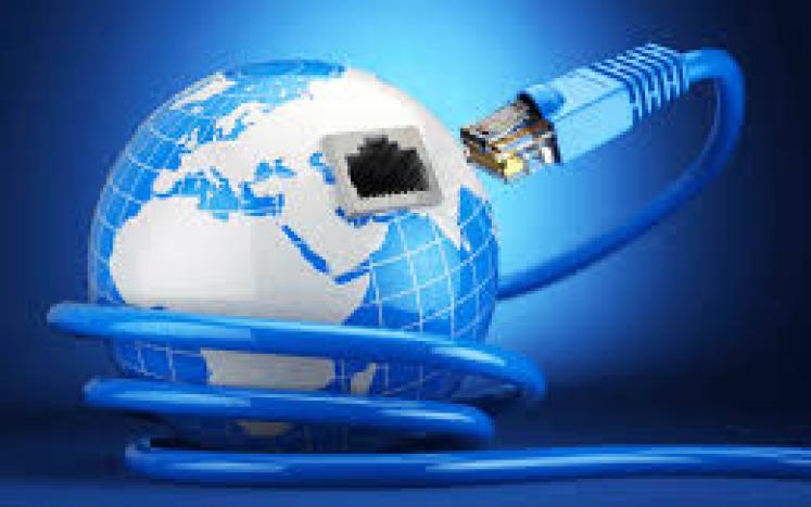 Blue Cable wire surrounding earth globe