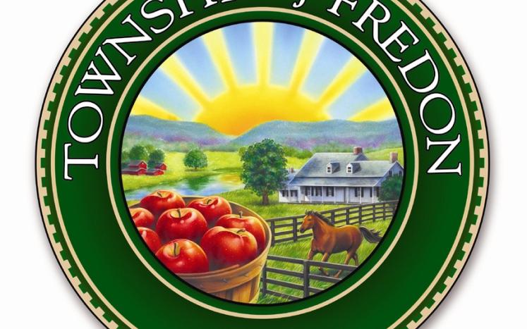 Seal of Fredon Township showing farms, apples, horses